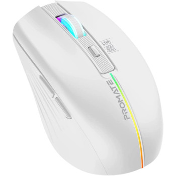 Promate Wireless Mouse, RGB Modes and 2.4Ghz Wireless Transmission for MacBook Air, XPS 13, Kitt White
