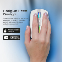 Promate Wireless Mouse, RGB Modes and 2.4Ghz Wireless Transmission for MacBook Air, XPS 13, Kitt White