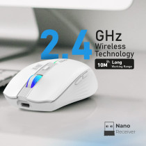 Promate Wireless Mouse, RGB Modes and 2.4Ghz Wireless Transmission for MacBook Air, XPS 13, Kitt White