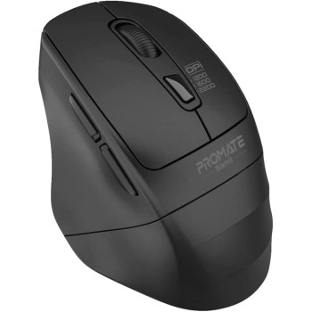 Promate Wireless Mouse, 6 Programmable Buttons, USB Nano Receiver and 10m Working Distance for MacBook Air, Samit Black