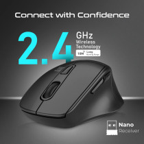 Promate Wireless Mouse, 6 Programmable Buttons, USB Nano Receiver and 10m Working Distance for MacBook Air, Samit Black