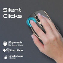 Promate Wireless Mouse, Ergonomic Silent Click Optical 2.4GHz Cordless Mice with Adjustable 2200DPI, Samit Gold