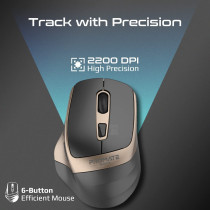 Promate Wireless Mouse, Ergonomic Silent Click Optical 2.4GHz Cordless Mice with Adjustable 2200DPI, Samit Gold