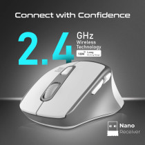 Promate Wireless Mouse, Ergonomic Silent Click Optical 2.4GHz Cordless Mice with Adjustable 2200DPI, Samit White