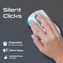 Promate Wireless Mouse, Ergonomic Silent Click Optical 2.4GHz Cordless Mice with Adjustable 2200DPI, Samit White