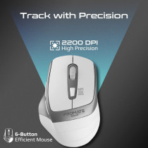 Promate Wireless Mouse, Ergonomic Silent Click Optical 2.4GHz Cordless Mice with Adjustable 2200DPI, Samit White