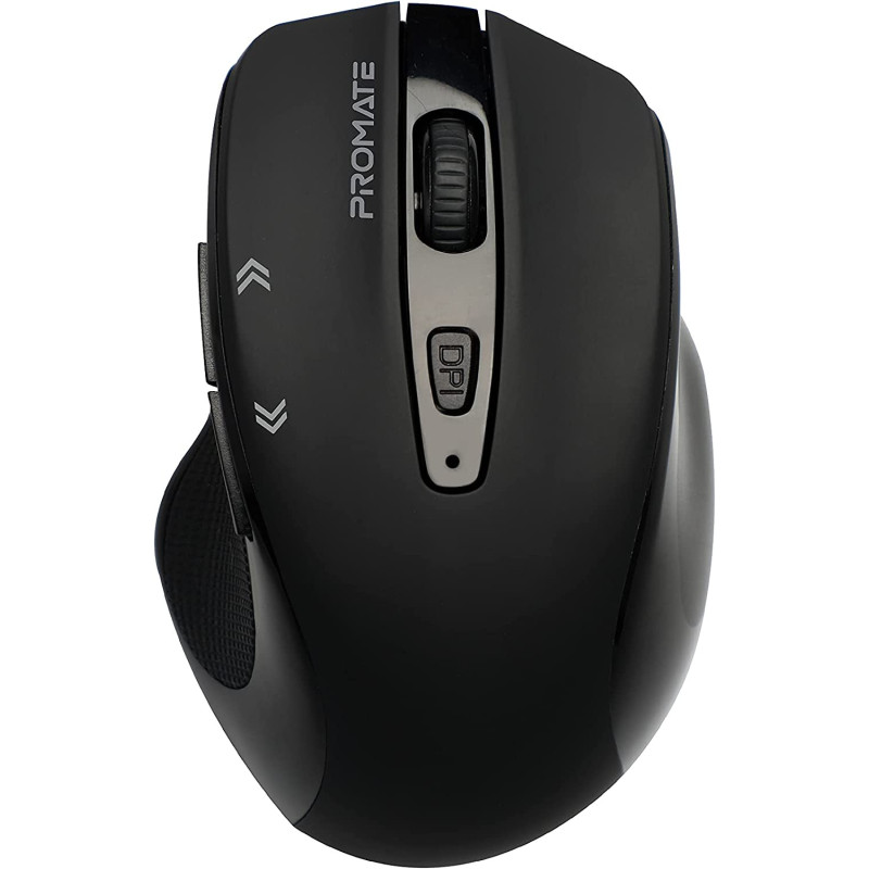 Promate 2.4G Wireless Mouse, High Precision 1600DPI Optical Cordless Mouse with USB Nano Receiver, Black