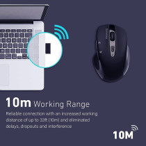 Promate 2.4G Wireless Mouse, High Precision 1600DPI Optical Cordless Mouse with USB Nano Receiver, Black