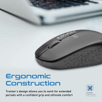 Promate 2.4G Wireless Mouse, Professional Precision Tracking Comfort Grip Mouse with USB Nano Receiver, Tracker Black