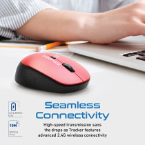 Promate 2.4G Wireless Mouse, Professional Precision Tracking Comfort Grip Mouse with USB Nano Receiver, Red