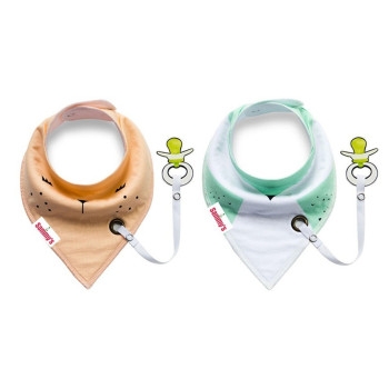 Eazy Kids Bandana Drool Bibs Set of 2 Organic Cotton - Orange Green