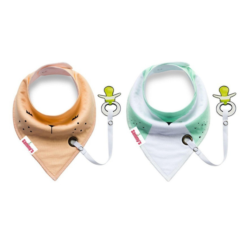 Eazy Kids Bandana Drool Bibs Set of 2 Organic Cotton - Orange Green
