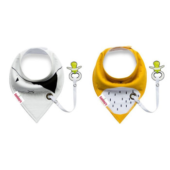 Eazy Kids Bandana Drool Bibs Set of 2 Organic Cotton - White Yellow