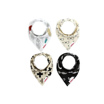 Eazy Kids Bandana Bibs Set of 4 - Organic Cotton - Glasses Mustaches