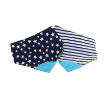 Eazy Kids Reversible 2in1 Teething Bib - Stars and Strips-Navy Blue 
