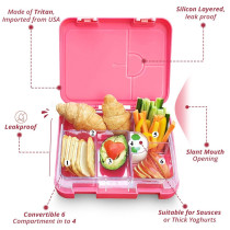 Eazy Kids 6 & 4 Convertible Bento Lunch Box - Unicorn Pink