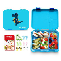 Eazy Kids 6 & 4  Convertible Bento Lunch Box - Dino Blue
