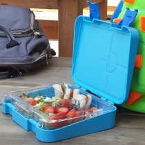 Eazy Kids 6 & 4  Convertible Bento Lunch Box - Dino Blue