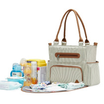 Little Story diaper bag set of 6 with hooks-Ivory