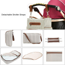 Little Story diaper bag set of 6 with hooks-Ivory