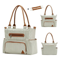 Little Story diaper bag set of 6 with hooks-Ivory