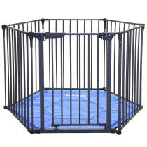 Baby Safe Convertible Playpen with Mat - Grey