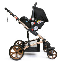 Teknum 3 in 1 Pram stroller - Wine + Infant Car Seat