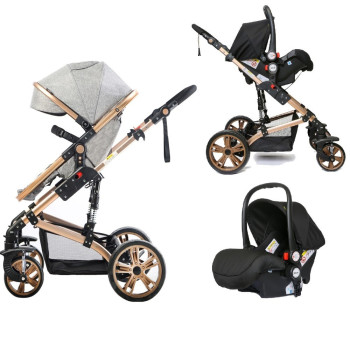 Teknum 3 in 1 Pram stroller - Grey + Infant Car Seat