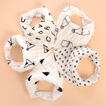 Little Story - Muslin Bandana Bibs - Set of 5 - Black & White