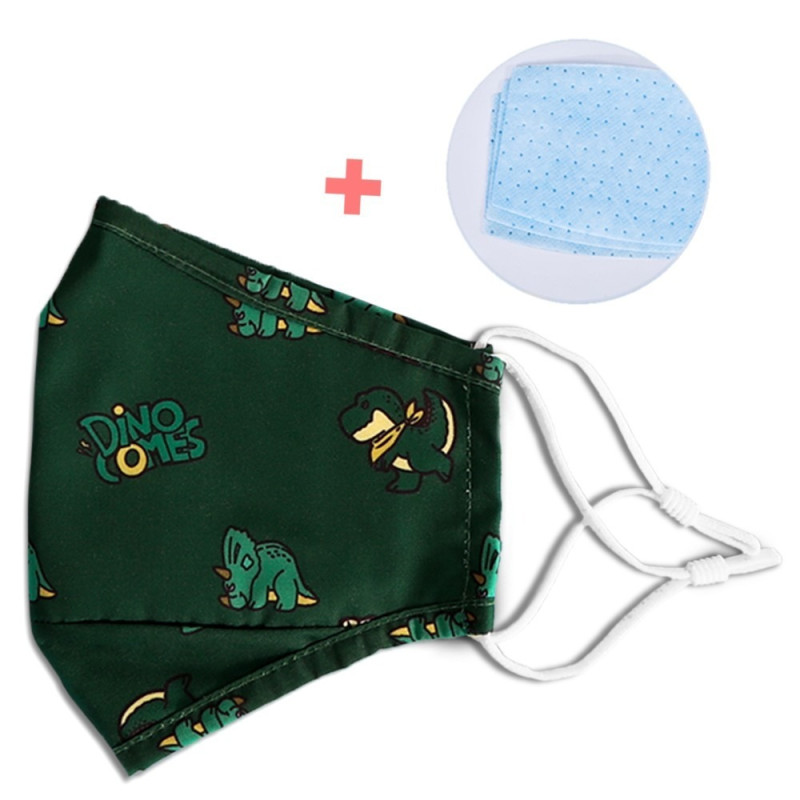Nohoo Kids Re-usable Face Mask - Dinosaur - Green