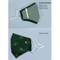 Nohoo Kids Re-usable Face Mask - Dinosaur - Green