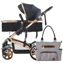 Teknum 3 in 1 Pram Stroller and Diaper Bag Bundle, Black