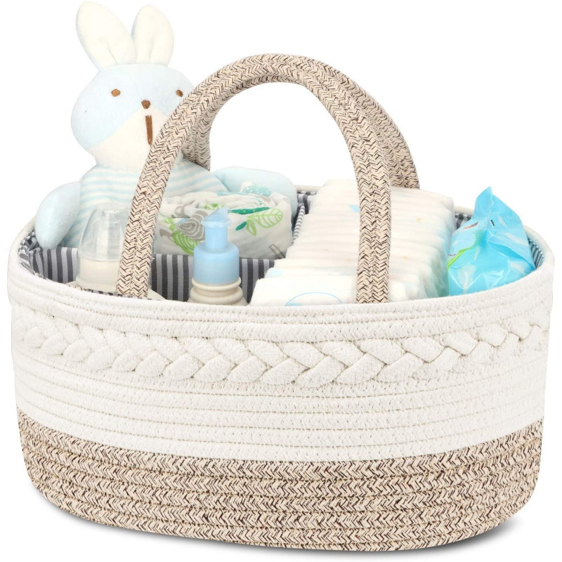Little Story Cotton Rope Diaper Caddy-Ivory