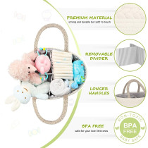 Little Story Cotton Rope Diaper Caddy-White Rainbow