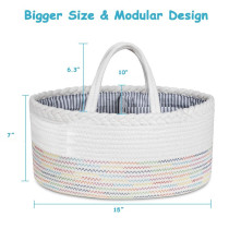 Little Story Cotton Rope Diaper Caddy-White Rainbow