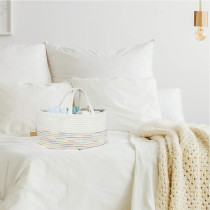 Little Story Cotton Rope Diaper Caddy-White Rainbow