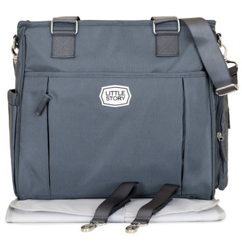 Little Story Mamma Nappy Bag wt changing pad and hooks-Grey