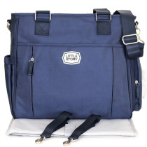 Little Story Mamma Nappy Bag wt changing pad and hooks-Blue