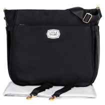 Little Story Mamma Nappy Bag wt changing pad and hooks-Black