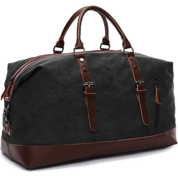 Little Story Weekender Leather Duffle Bag - Black