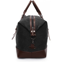 Little Story Weekender Leather Duffle Bag - Black