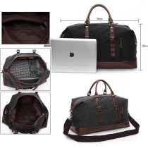 Little Story Weekender Leather Duffle Bag - Black