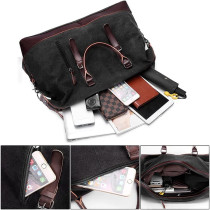 Little Story Weekender Leather Duffle Bag - Black