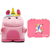 Nohoo Unicorn 3D Bag + Bento Lunch Box-Pink