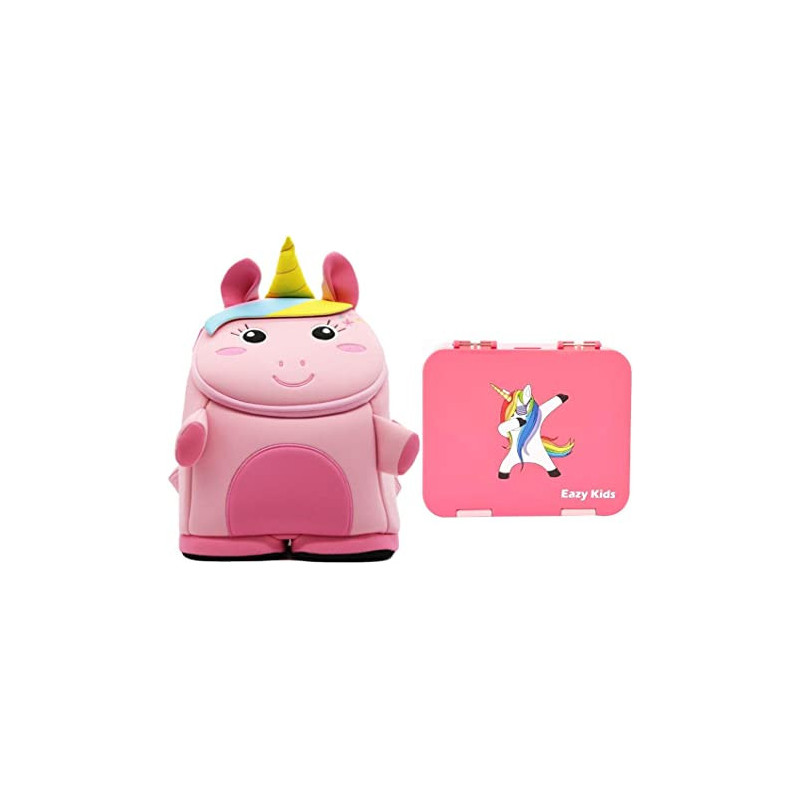 Nohoo Unicorn 3D Bag + Bento Lunch Box-Pink