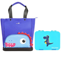 Nohoo Dinosaur Tote Bag and Bento Lunch Box-Blue