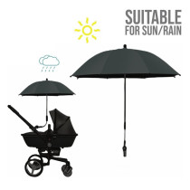 Teknum Universal Stroller Umbrella with Holder Clip Clamp, 360 Degree Rotatable - Black For All Ages, Unisex (TK_UMWC_BK)