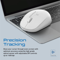 Promate 2.4G Wireless Mouse, Professional Precision Tracking Comfort Grip Mouse With Usb Nano Receiver, 10M Range, Tracker White