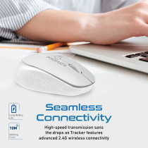 Promate 2.4G Wireless Mouse, Professional Precision Tracking Comfort Grip Mouse With Usb Nano Receiver, 10M Range, Tracker White