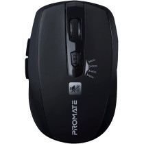 Promate Silent Wireless Mouse, Ergonomic Silent Click Optical 2.4Ghz Cordless Mice With Adjustable 1600Dpi, Usb Nano Receiver, Breeze (Black)
